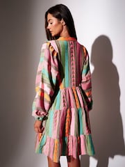 South Beach Multi Jaquard Long Sleeve Mini Dress - Image 2 of 5