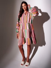 South Beach Multi Jaquard Long Sleeve Mini Dress - Image 3 of 5