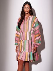 South Beach Multi Jaquard Long Sleeve Mini Dress - Image 5 of 5