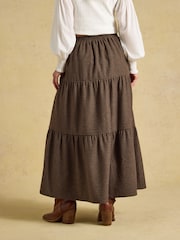 Joules Brown Houndstooth Tiered Maxi Skirt - Image 2 of 6