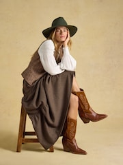 Joules Brown Houndstooth Tiered Maxi Skirt - Image 3 of 6
