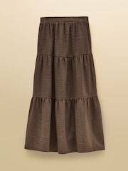 Joules Brown Houndstooth Tiered Maxi Skirt - Image 6 of 6