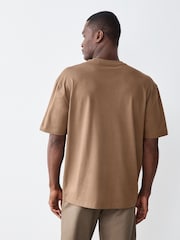 Castanho - Ajuste descontraído - Camiseta de algodão com gola redonda Essential - Imagem 3 de 8