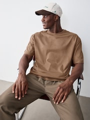 Castanho - Ajuste descontraído - Camiseta de algodão com gola redonda Essential - Imagem 5 de 8