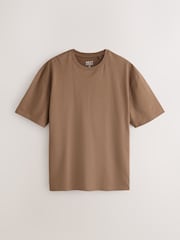Castanho - Ajuste descontraído - Camiseta de algodão com gola redonda Essential - Imagem 6 de 8
