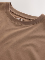 Castanho - Ajuste descontraído - Camiseta de algodão com gola redonda Essential - Imagem 8 de 8