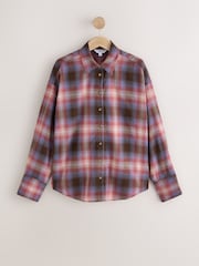 Pink/Brown Check Flannel Oversized Shirt - Image 1 of 3