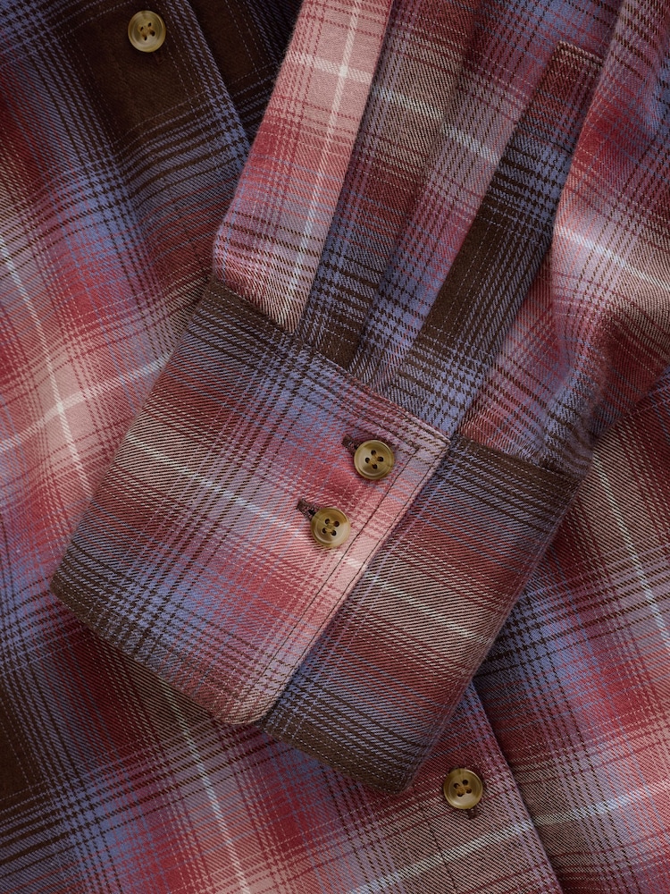 Pink/Brown Check Flannel Oversized Shirt - Image 3 of 3 Pink/Brown Check Flannel Oversized Shirt - Image 3 of 3