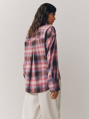 Pink / Braon Provera - Flannel Oversized Shirt - Slika 4 od 9