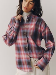 Pink / Braon Provera - Flannel Oversized Shirt - Slika 5 od 9