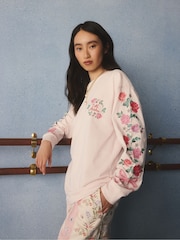 Cath Kidston Pale Pink Rose Print Long Sleeve T-Shirt - Image 1 of 8