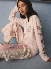 Cath Kidston Pale Pink Rose Print Long Sleeve T-Shirt - Image 3 of 8