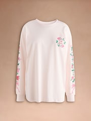 Cath Kidston Pale Pink Rose Print Long Sleeve T-Shirt - Image 6 of 8