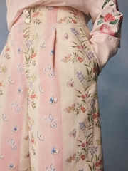 Cath Kidston Pink Stripe Floral Wide Leg Jeans - Image 1 of 4
