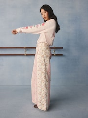 Cath Kidston Pink Stripe Floral Wide Leg Jeans - Image 5 of 7