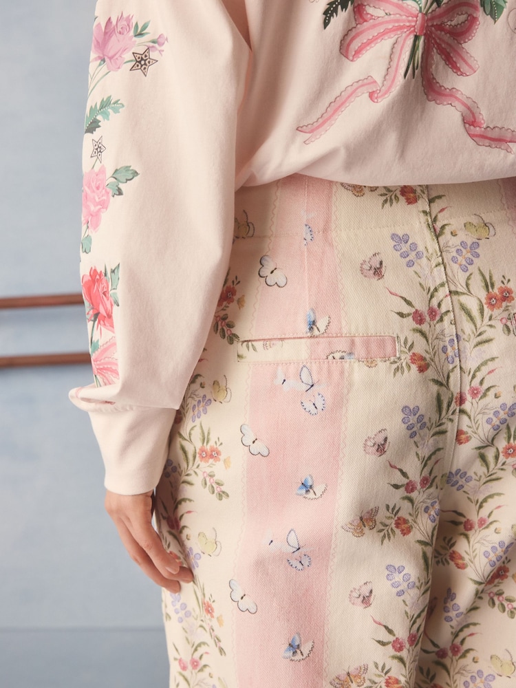 Cath Kidston Pink Stripe Floral Wide Leg Jeans - Image 7 of 7 Cath Kidston Pink Stripe Floral Wide Leg Jeans - Image 7 of 7