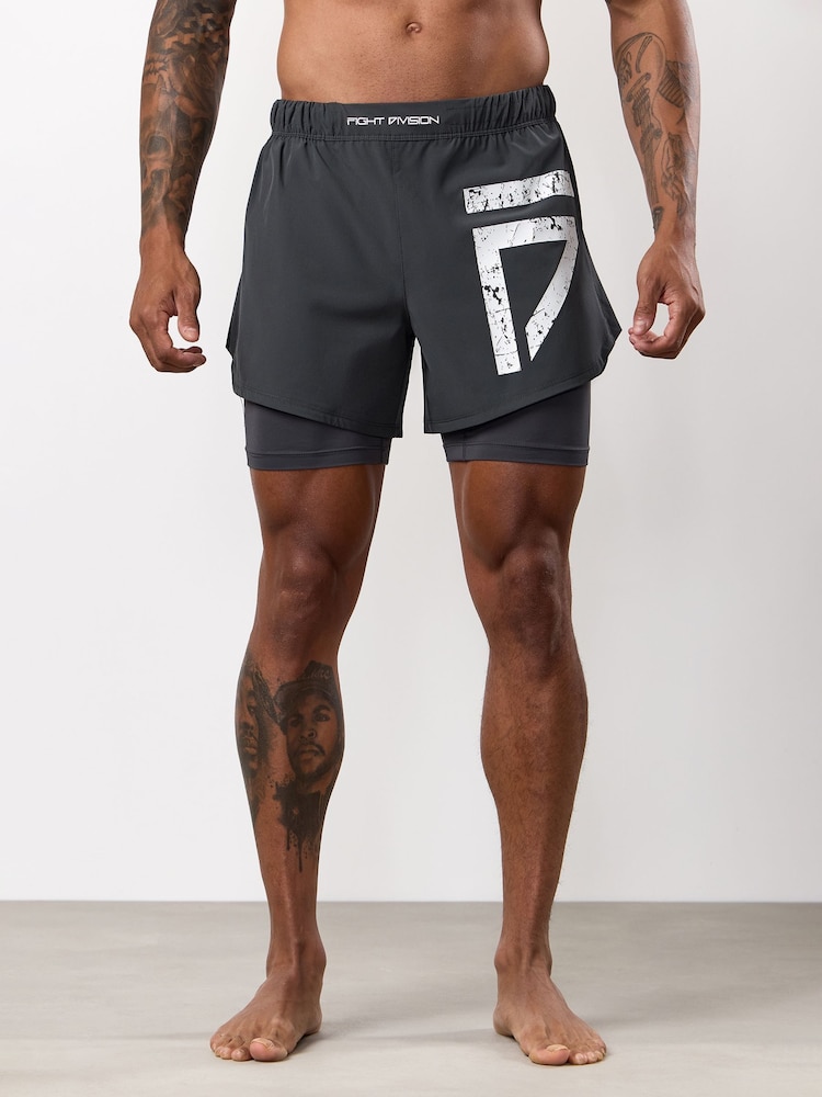 Gym King Grey Fight Division Combat 5 Shorts - Image 2 of 4