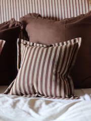 Ellenvale Interiors Brown Vienna Stripe Flanged Edge Cushion Cover 45x45 - Image 1 of 4