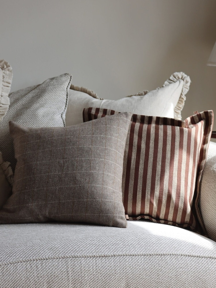 Ellenvale Interiors Brown Vienna Stripe Flanged Edge Cushion Cover 45x45 - Image 4 of 4