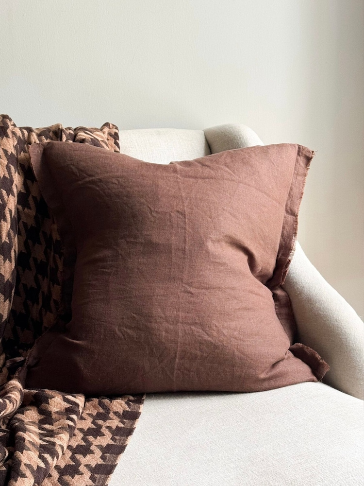Ellenvale Interiors Chocolate Brown Esmee Linen Cushion Cover 45x45 - Image 1 of 2