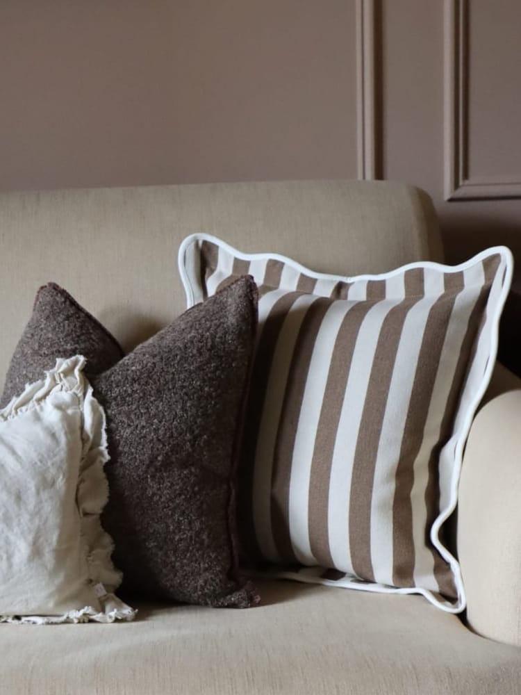 Ellenvale Interiors Brown Chloe Scalloped Edge Cushion Cover 45x45 - Image 2 of 4