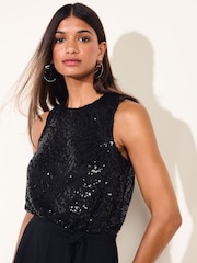 Friends Like These Black Sequin 2 in 1 Jumpsuit - Image 2 of 6