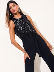 Friends Like These Black Sequin 2 in 1 Jumpsuit - Image 4 of 6