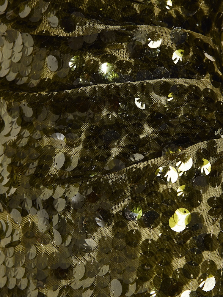 Friends Like These Olive Green Long Sleeve Sequin Wrap Mini Dress - Image 6 of 6 Friends Like These Olive Green Long Sleeve Sequin Wrap Mini Dress - Image 6 of 6
