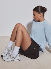 Negru - Pantaloni scurți pentru alergat cu strat de jerseu activ sport cu buzunare - Imaginea 3 din 5