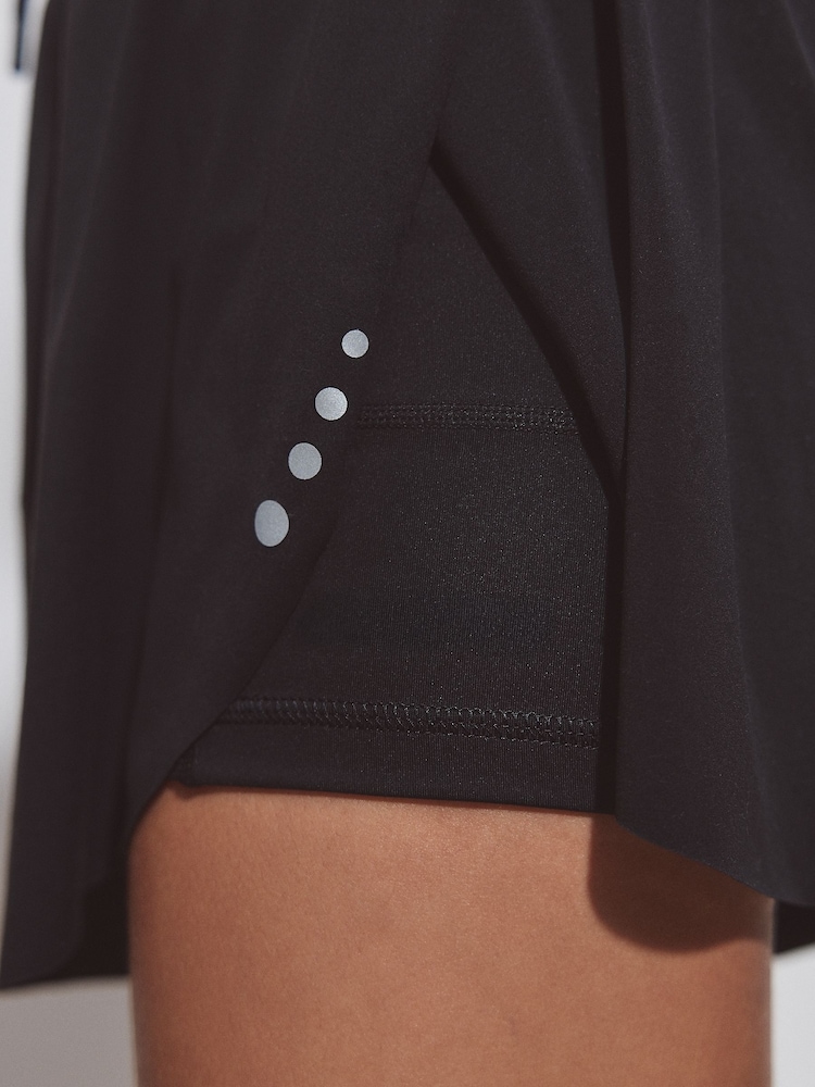 Negru - Pantaloni scurți pentru alergat cu strat de jerseu activ sport cu buzunare - Imaginea 5 din 5