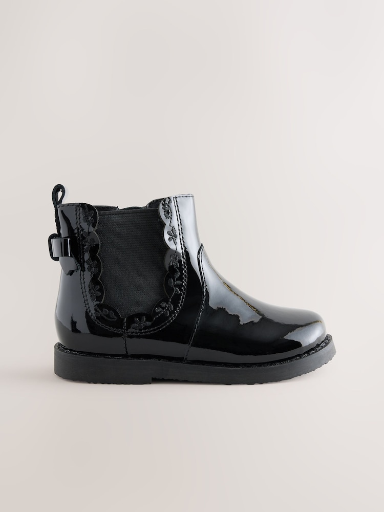 Black Bow Detail Chelsea Ankle Boots - Image 2 of 5 Black Bow Detail Chelsea Ankle Boots - Image 2 of 5
