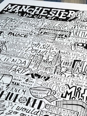 Sketchbook Design Multi Manchester Landmarks Illustration Framed Wall Art Print - Image 2 of 4