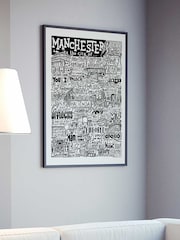 Sketchbook Design Multi Manchester Landmarks Illustration Framed Wall Art Print - Image 3 of 4