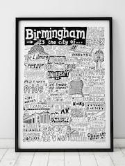 Sketchbook Design Multi Birmingham Landmarks Illustration Framed Wall Art Print - Image 1 of 4