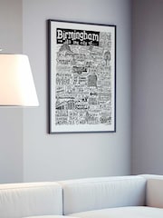 Sketchbook Design Multi Birmingham Landmarks Illustration Framed Wall Art Print - Image 3 of 4