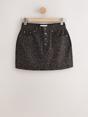 Leopard Denim Mini Skirt - Image 5 of 7