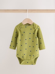 Green Floral Long Sleeve Baby Bodysuits 5 Pack - Image 2 of 11