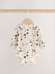 Green Floral Long Sleeve Baby Bodysuits 5 Pack - Image 3 of 11