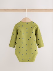 Green Floral Long Sleeve Baby Bodysuits 5 Pack - Image 7 of 11