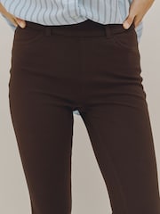 Black/ Chocolate Brown Full Length Jersey Denim Bootcut Leggings 2 Pack - Image 4 of 9