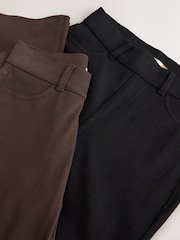 Black/ Chocolate Brown Full Length Jersey Denim Bootcut Leggings 2 Pack - Image 9 of 9