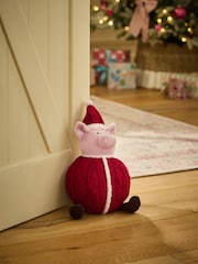 Red Christmas Pig In Blanket Doorstop - Image 1 of 2