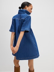 River Island Blue Button Through Denim Mini Dress - Image 4 of 4