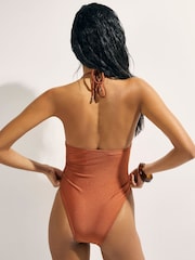 River Island Brown Shaping Studded Swimsuit - Image 2 of 4