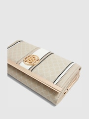 River Island Cream Patent Panelled Monogram Cliptop Purse - Image 4 of 5