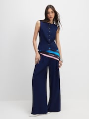 River Island Blue Sleeveless High Neck Waistcoat - Image 4 of 4