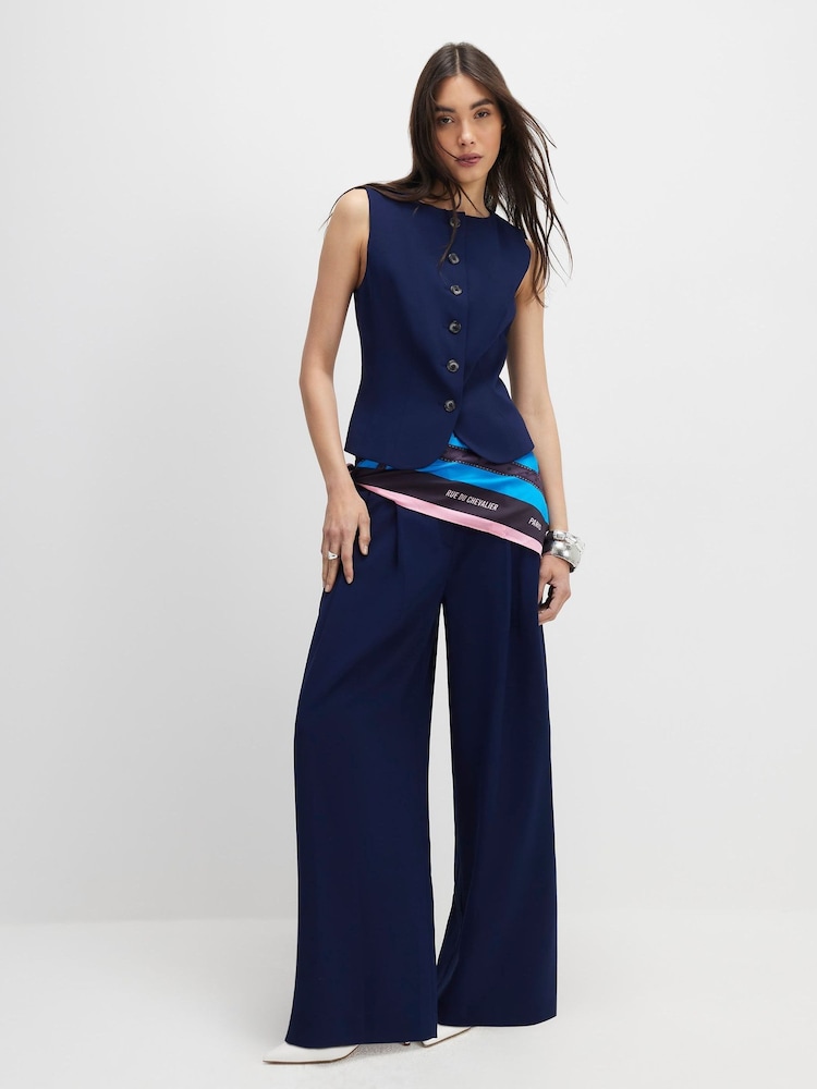 River Island Blue Sleeveless High Neck Waistcoat - Image 4 of 4