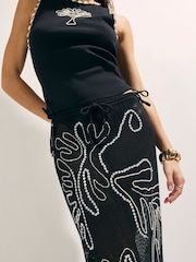 River Island Black Palm Stitch Embellished Sarong - Image 2 of 4