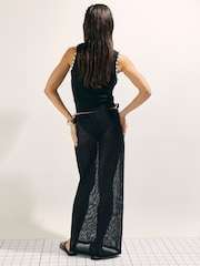 River Island Black Palm Stitch Embellished Sarong - Image 4 of 4