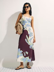 River Island Cream Floral Print Sleeveless Midi Dress - Image 1 of 4
